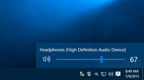 Windows 10 new volume control applet