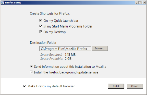 Firefox background update service