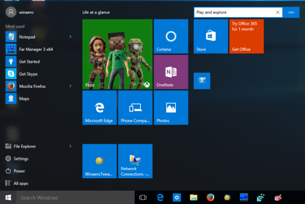 Windows 10 Start menu groups