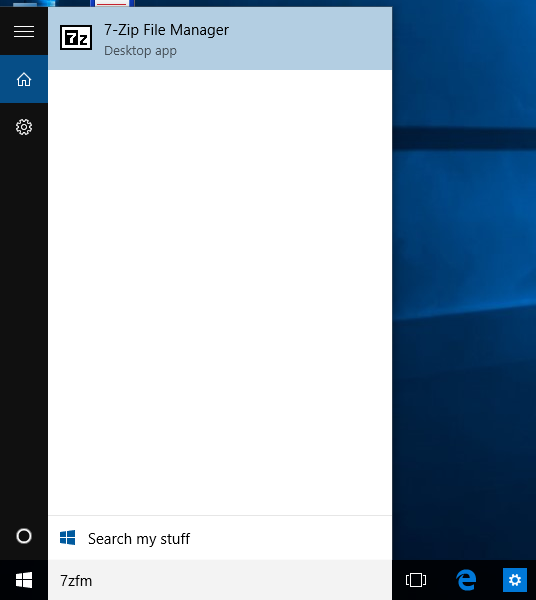 Windows 10 Start menu search exe file