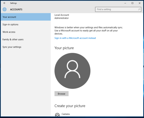 Аватар по умолчанию в Windows 10 2