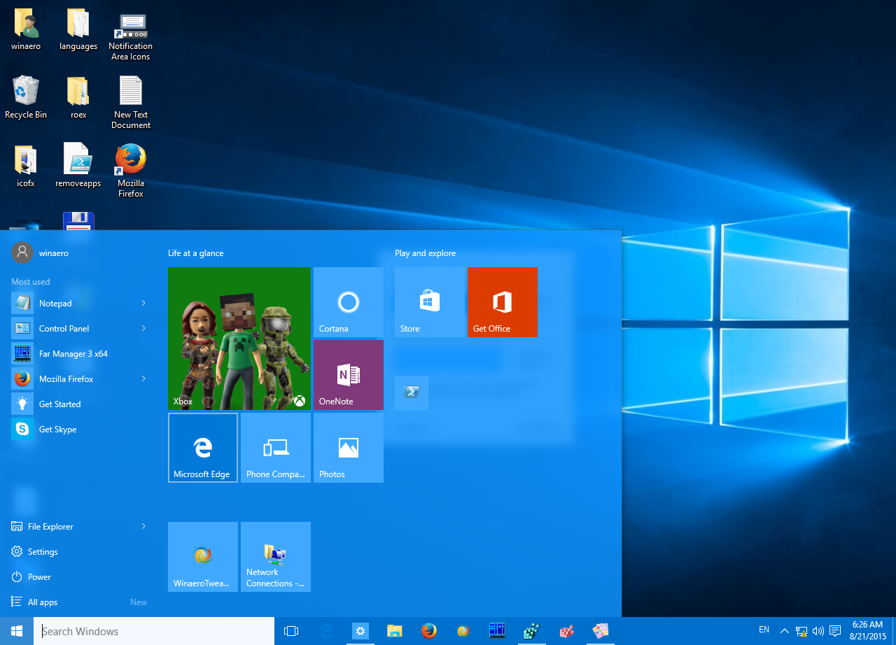Windows 10 сбоку панель