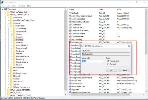 Windows 10 old DPI scaling method - DpiScalingVer
