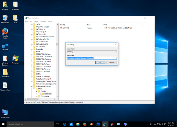 Windows 10 run old display settings