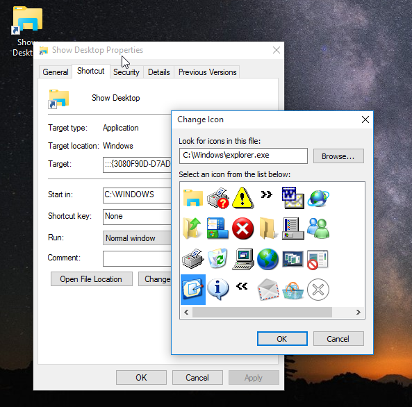 Windows 10 show desktop icon
