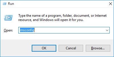 run msconfig Windows 10