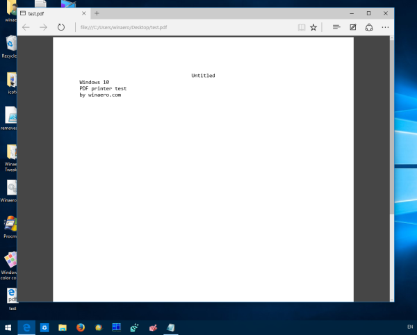 WIndows 10 native PDF priting