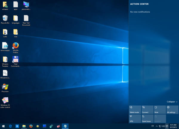 action center on windows 10