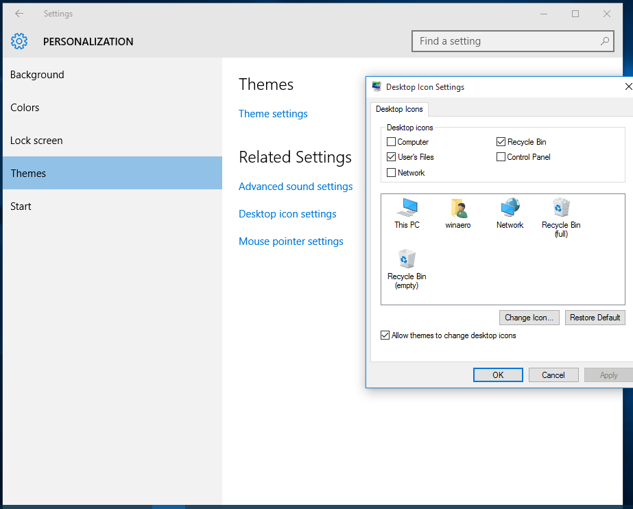 Enable Desktop Icons In Windows 10