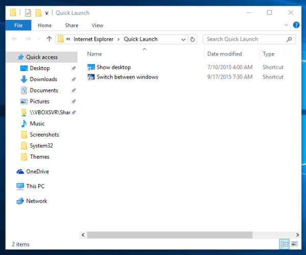 Windows 10 quick launch folder