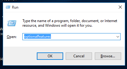 Windows 10 run optional features