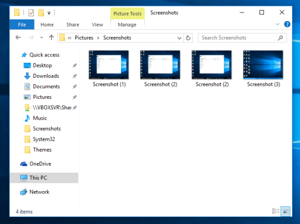 Windows 10 screenshots index