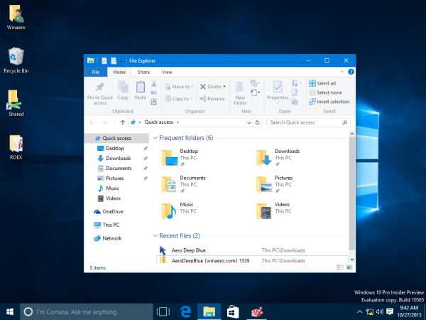 Windows 10 a normal window