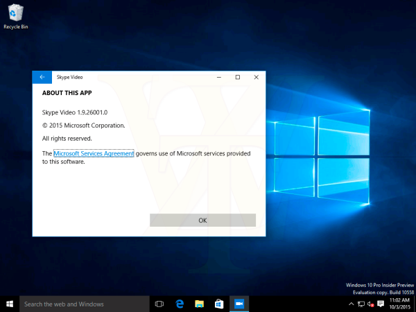 Windows 10 build 10558 skype app