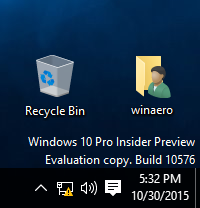 Windows 10 build 10576 desktop icons