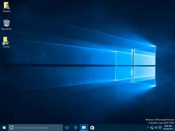 Windows 10 default taskbar