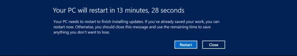 Windows 10 restart warning