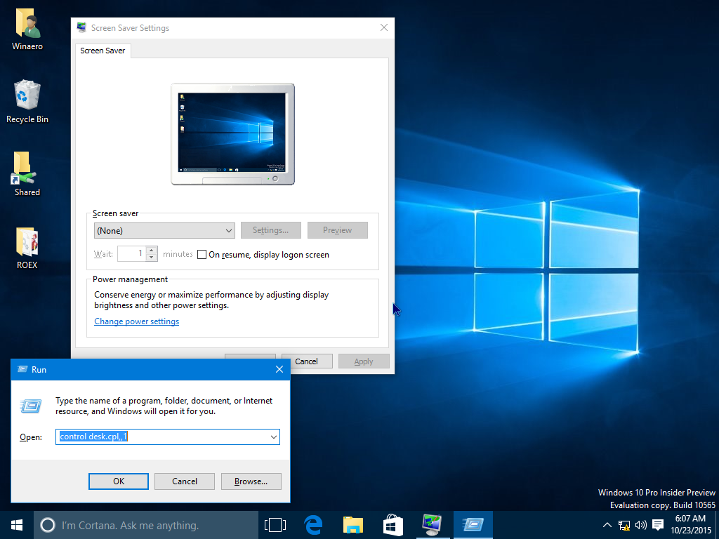 Activate Screen Saver Windows