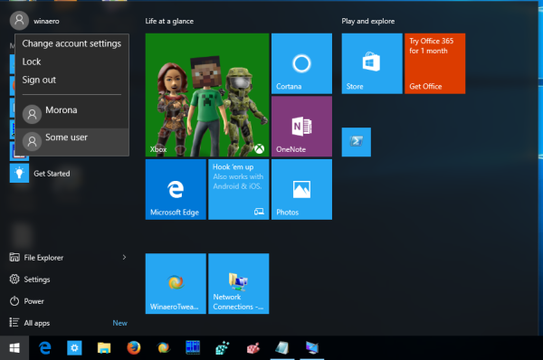 Windows 10 быстро переключает учетную запись пользователя