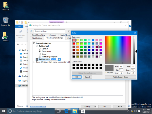 Windows 10 taskbar color gray