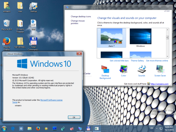 Windows 7 theme aero glass