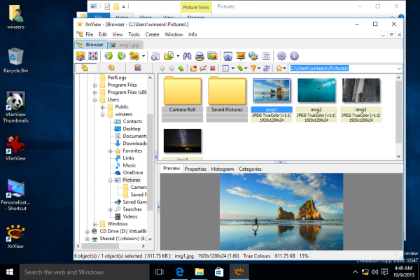 XnView browser in Windows 10