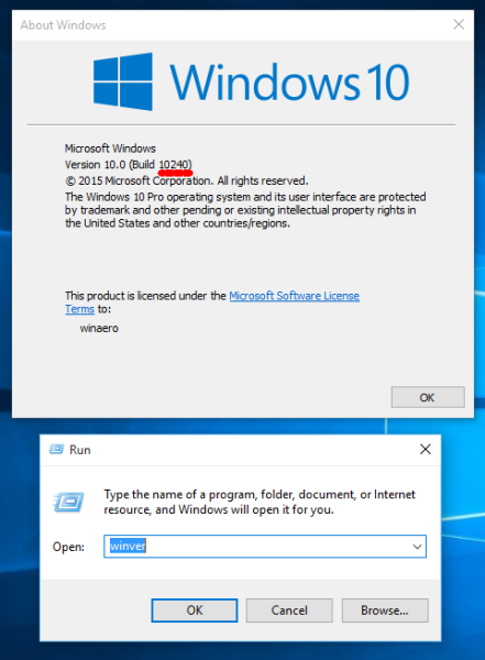 find windows 10 build number in winver