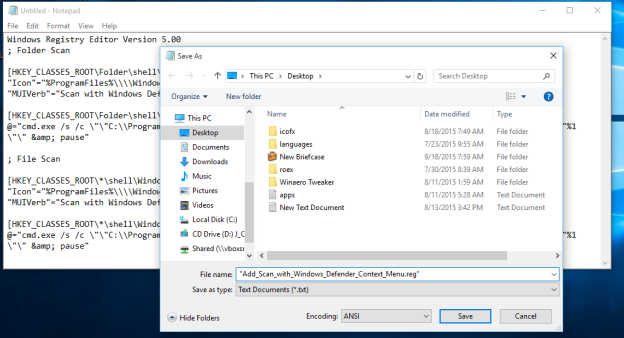 Add Scan with Windows Defender to Explorer right click context menu in ...