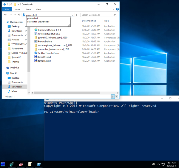 windows 10 run powershell from explorer