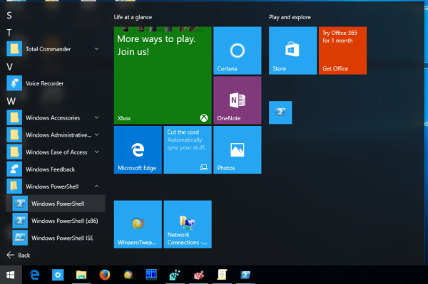 windows 10 run powershell from start menu