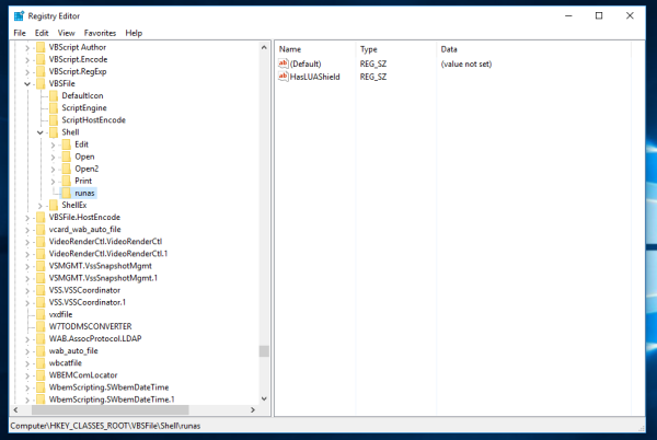 Windows 10 add run as admin vbs file