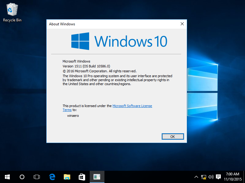 upgrade to windows 10 pro version 1511 , 10586