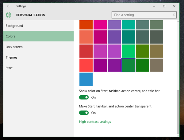 Windows 10 enable show color