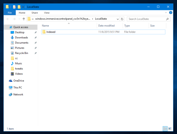 Windows 10 indexed folder