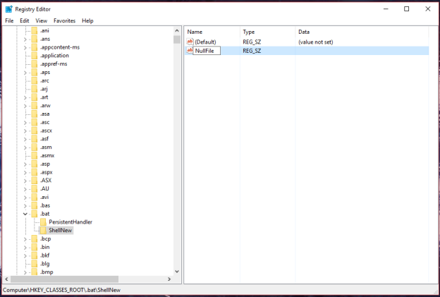 Add Batch file (*.bat) to New menu of File Explorer