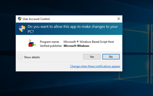 Windows 10 vbs file run as admin test2