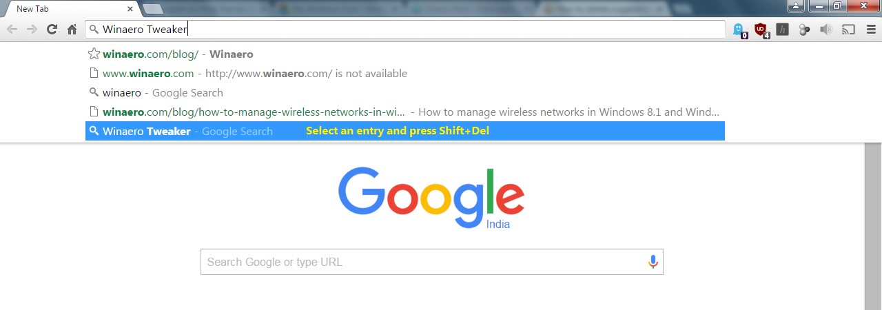 how to remove sites from chrome address bar