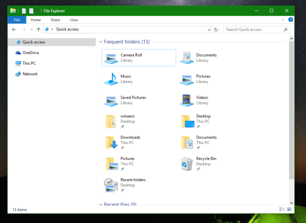 File Explorer Windows 10 quick access with libraries