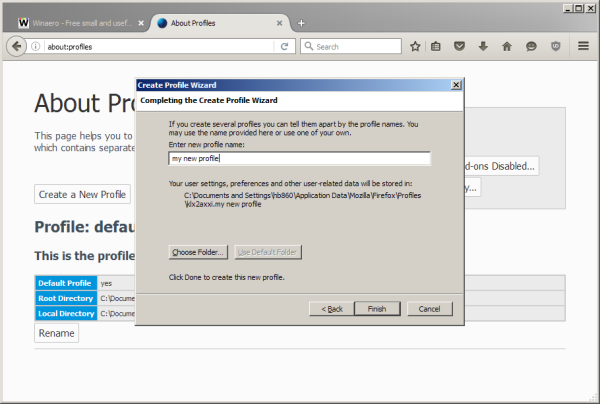 Firefox 45 new profile wizard