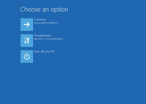 Windows 10 advanced startup options in action