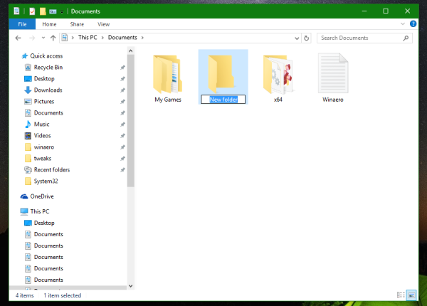Windows 10 default new folder name