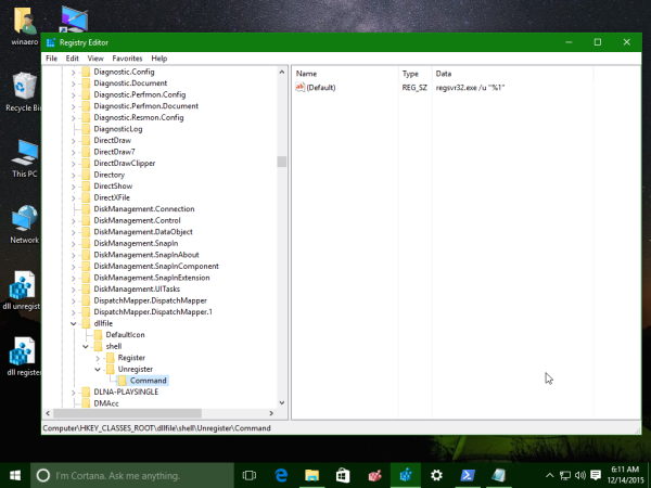 Windows 10 unregister dll tweak