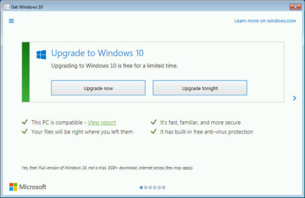 Windows 10 upgrade offer no cancel