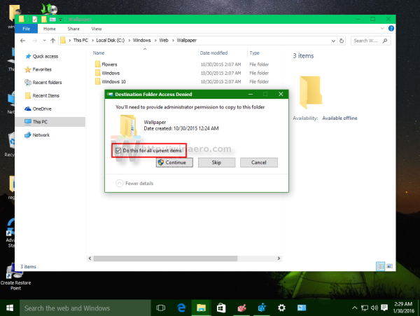 Windows 10 Do this for all current items checked