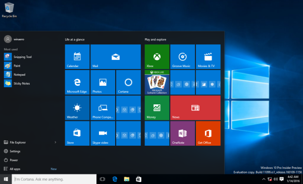 Windows 10 build 11099