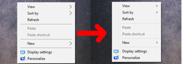 Windows 10 context menus comparsion