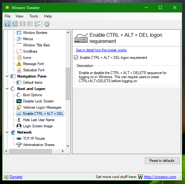 how to enable ctrl+alt+del logon in windows 7