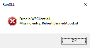 Windows 10 error in WSClient.dll