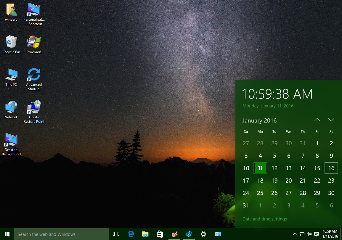 win 8.1 desktop clock