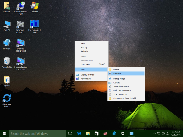 Windows 10 new shortcut